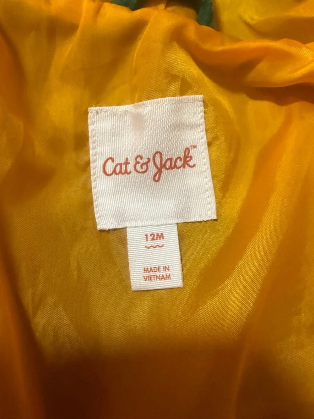Cat & Jack Toddler Dinosaur Hooded Coat Jacket Green Yellow 12M Costume